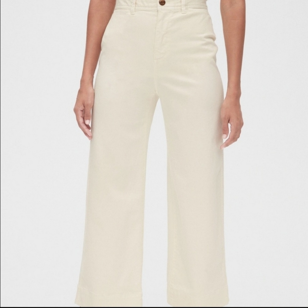 High Rise Wide Leg Crop Cream/Beige